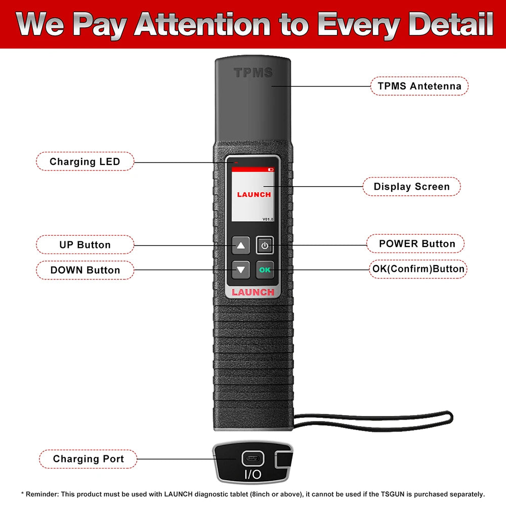LAUNCH X431 I-TPMS TPMS Tire Pressure Diagnostic Tools Active/ Relearn/Program 315Mhz 433Mhz RF-Sensor for X431 V/V+/PRO3S/PAD V