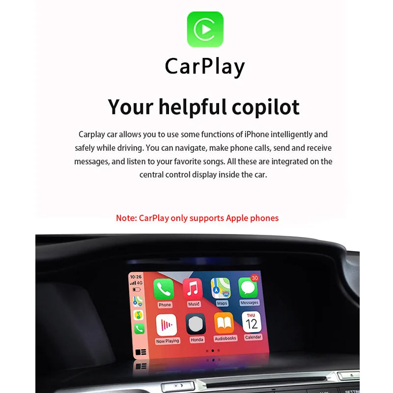 Car Media Player For Honda Accord 9 9.5,2013 2014 2015 2016 2017 5G Wireless Carplay Android Auto Bluetooth Phones, Music