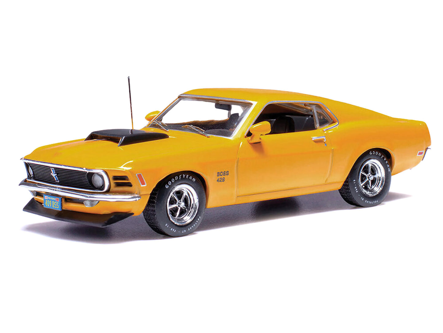 1970 Ford Mustang Boss 429 Bright Yellow with Black Hood Scoop 1/43 Diecast Model Car by IXO Models