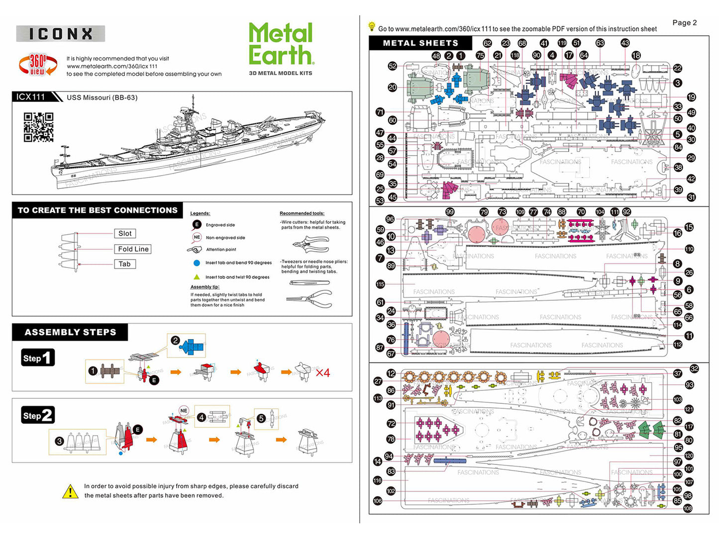 Model Kit USS Missouri (BB-63) Navy Battleship (Challenging Difficulty) Steel Model by Metal Earth