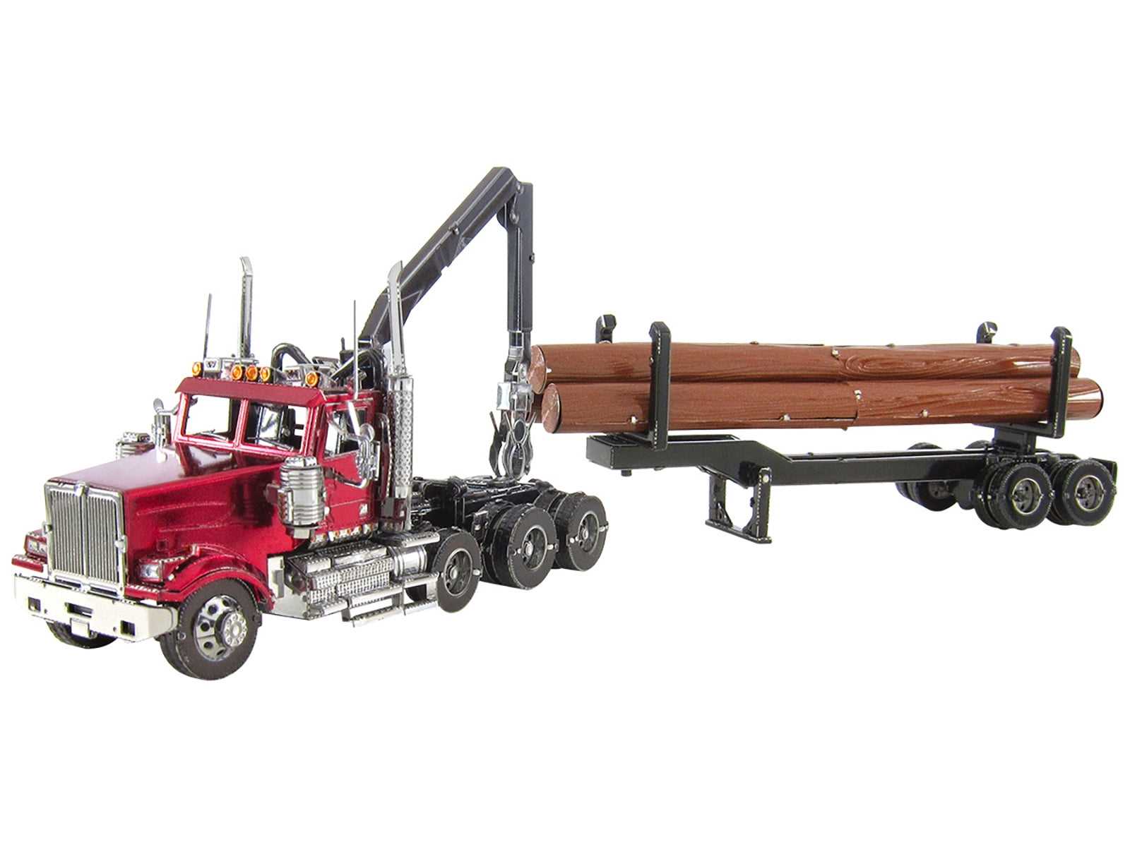 Model Kit Western Star 4900 Log Truck and Trailer Red Metallic (Challenging Difficulty) Steel Model by Metal Earth - Premium Western Star from Metal Earth - Just $47.18! Shop now at Rapidvehicles