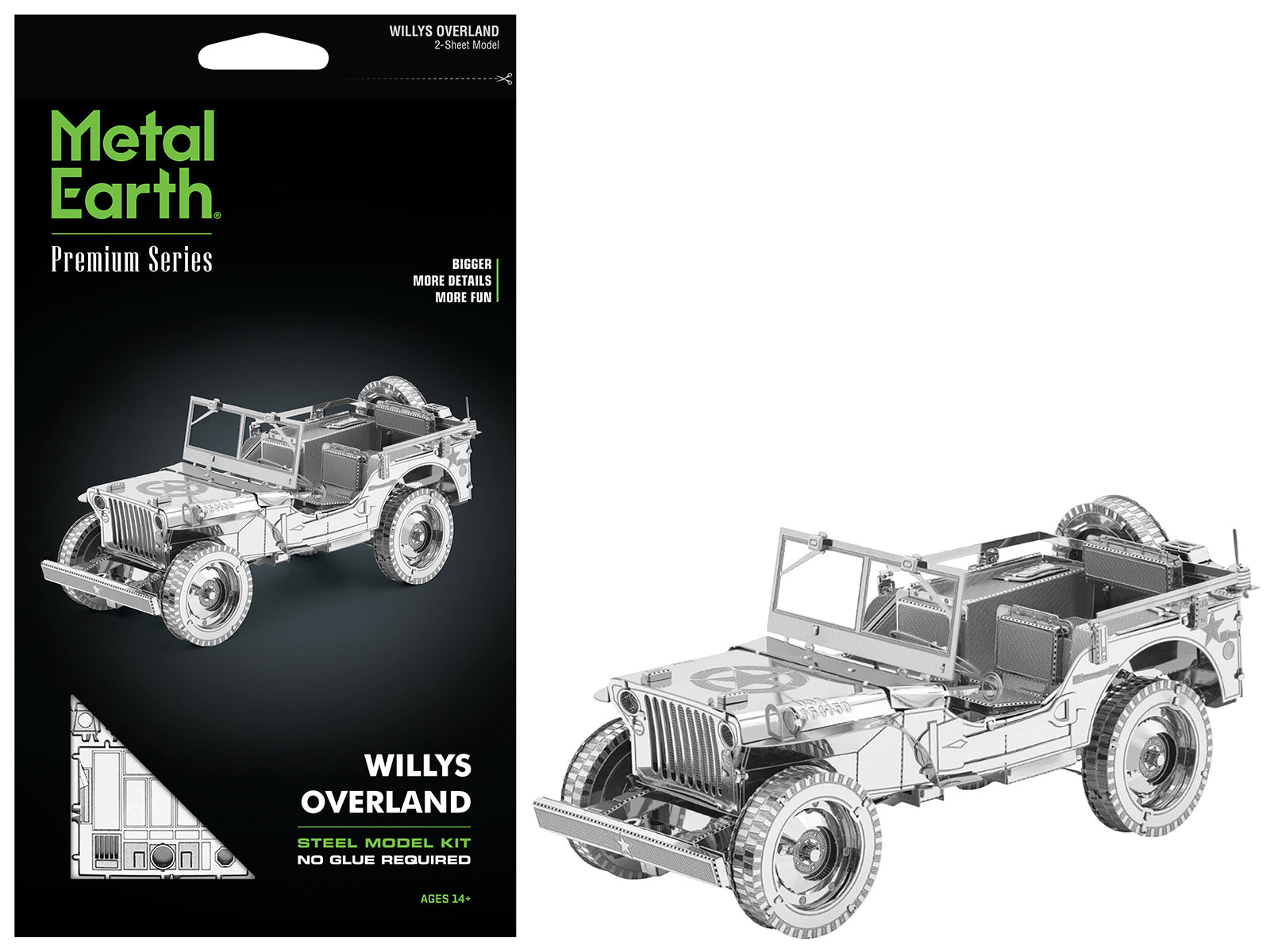 Model Kit Willys Overland Jeep (Challenging Difficulty) Steel Model by Metal Earth free shipping USA