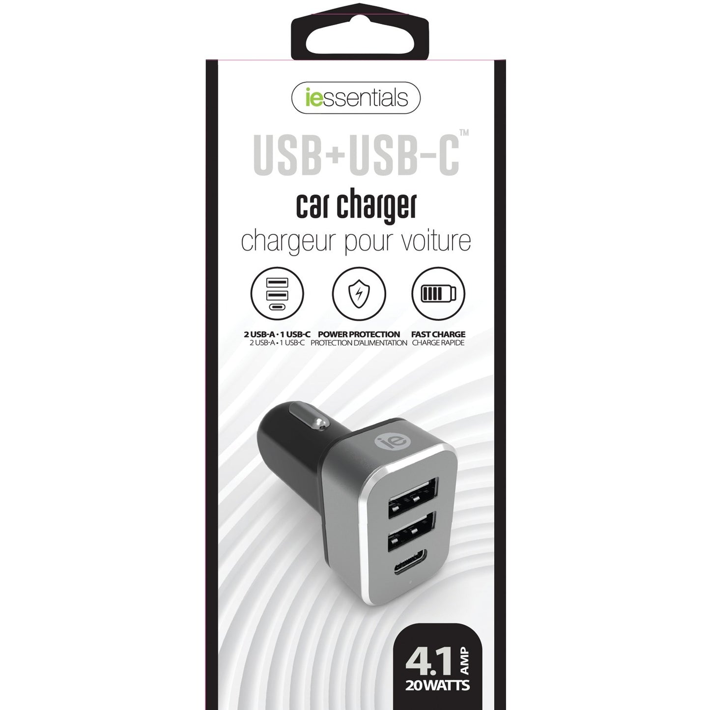 iEssentials IEN-PC42A1C-BK 4.1-Amp Car Charger, 2 USB-A & 1 USB-C - Premium Cell Phone Car Chargers from IESSENTIALS(R) - Just $34.08! Shop now at Rapidvehicles