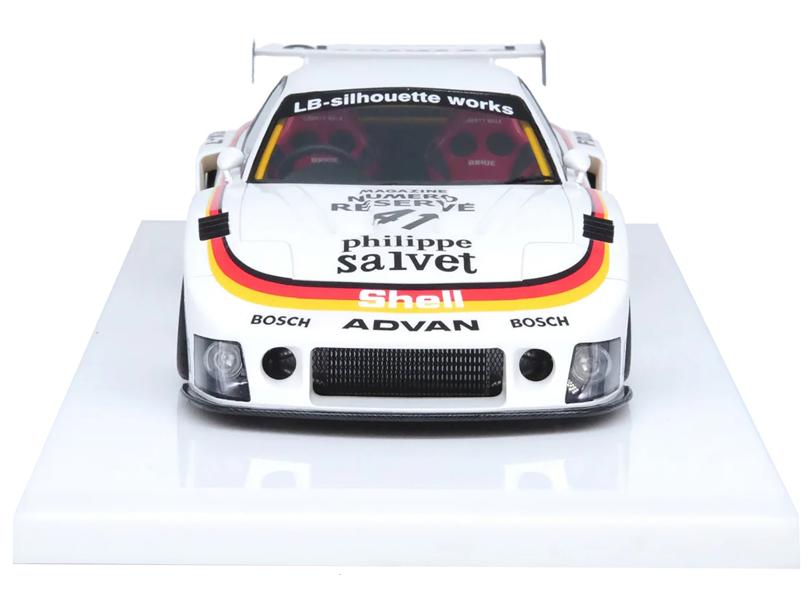 Mazda RX7 (FD3S) LB-Super Silhouette RHD (Right Hand Drive) #41 White with Stripes and Graphics 1/18 Model Car by Inno Models