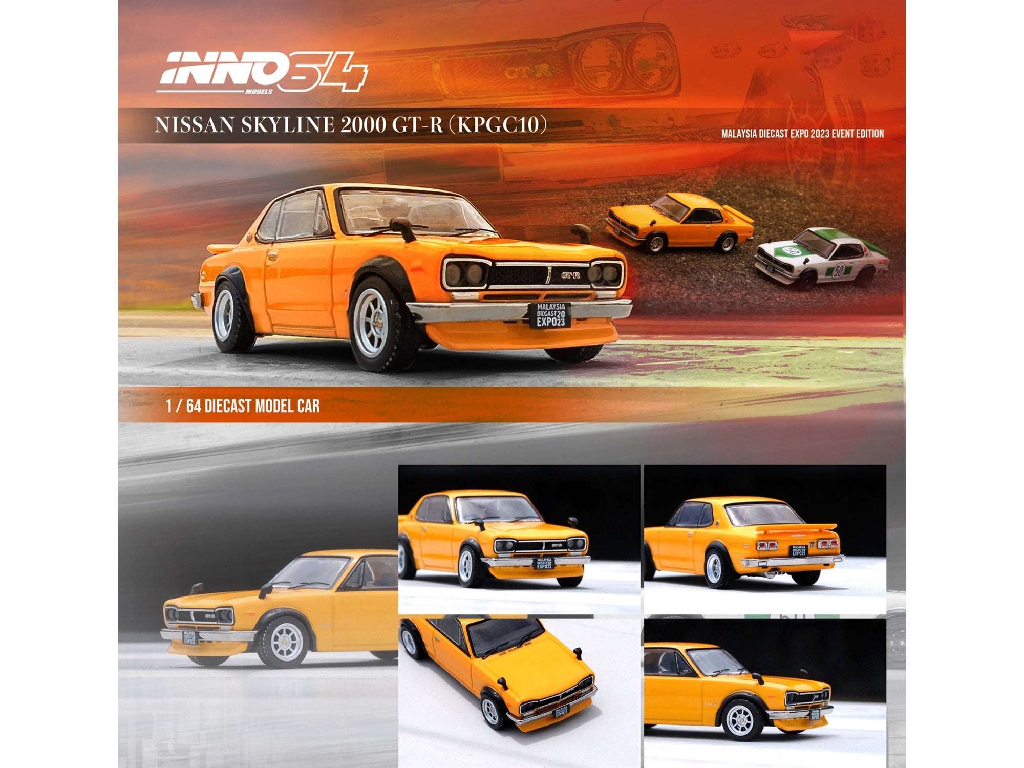 Nissan Skyline 2000 GT-R (KPGC10) RHD (Right Hand Drive) Orange "Malaysia Diecast Expo Event Edition" (2023) 1/64 Diecast Model Car by Inno Models - Premium Nissan Models from Inno Models - Just $40.99! Shop now at Rapidvehicles