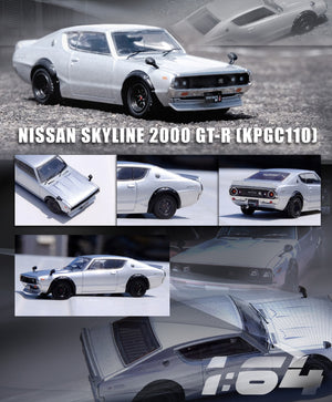 Nissan Skyline 2000 GT-R (KPGC110) RHD (Right Hand Drive) Silver Metallic 1/64 Diecast Model Car by Inno Models - Premium Nissan Models from Inno Models - Just $38.99! Shop now at Rapidvehicles