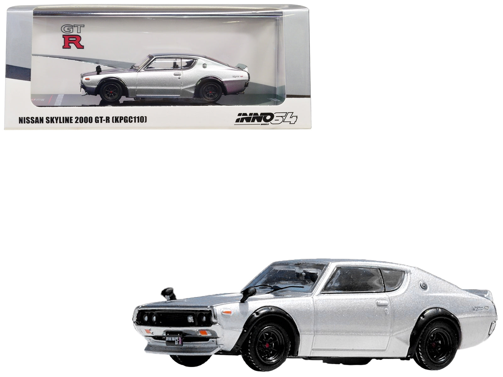 Nissan Skyline 2000 GT-R (KPGC110) RHD (Right Hand Drive) Silver Metallic 1/64 Diecast Model Car by Inno Models - Premium Nissan Models from Inno Models - Just $38.99! Shop now at Rapidvehicles