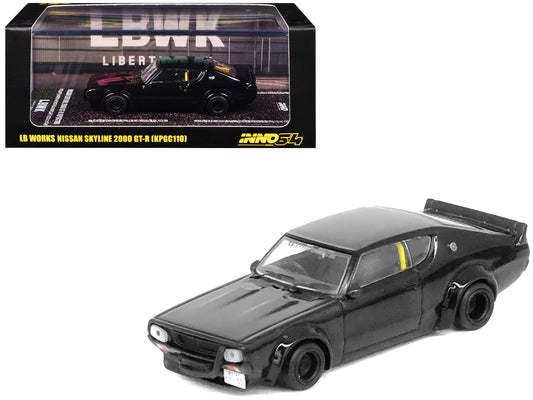 Nissan Skyline 2000 GT-R (KPGC110) RHD (Right Hand Drive) "LB-Works" Black 1/64 Diecast Model Car by Inno Models free shipping USA