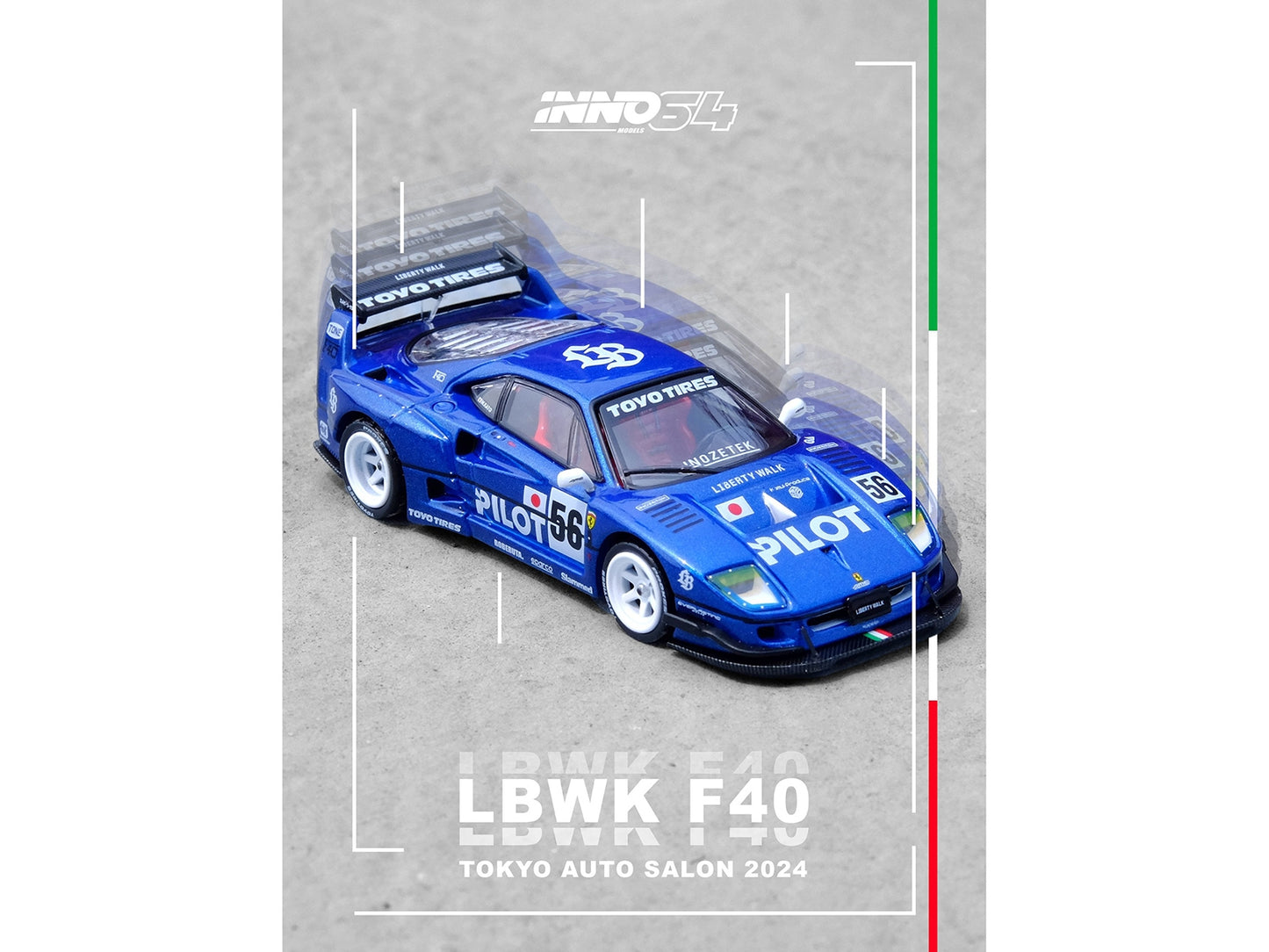 LBWK (Liberty Walk) F40 #56 Blue "Tokyo Auto Salon 2024" 1/64 - Premium Other from Inno Models - Just $57.99! Shop now at Rapidvehicles