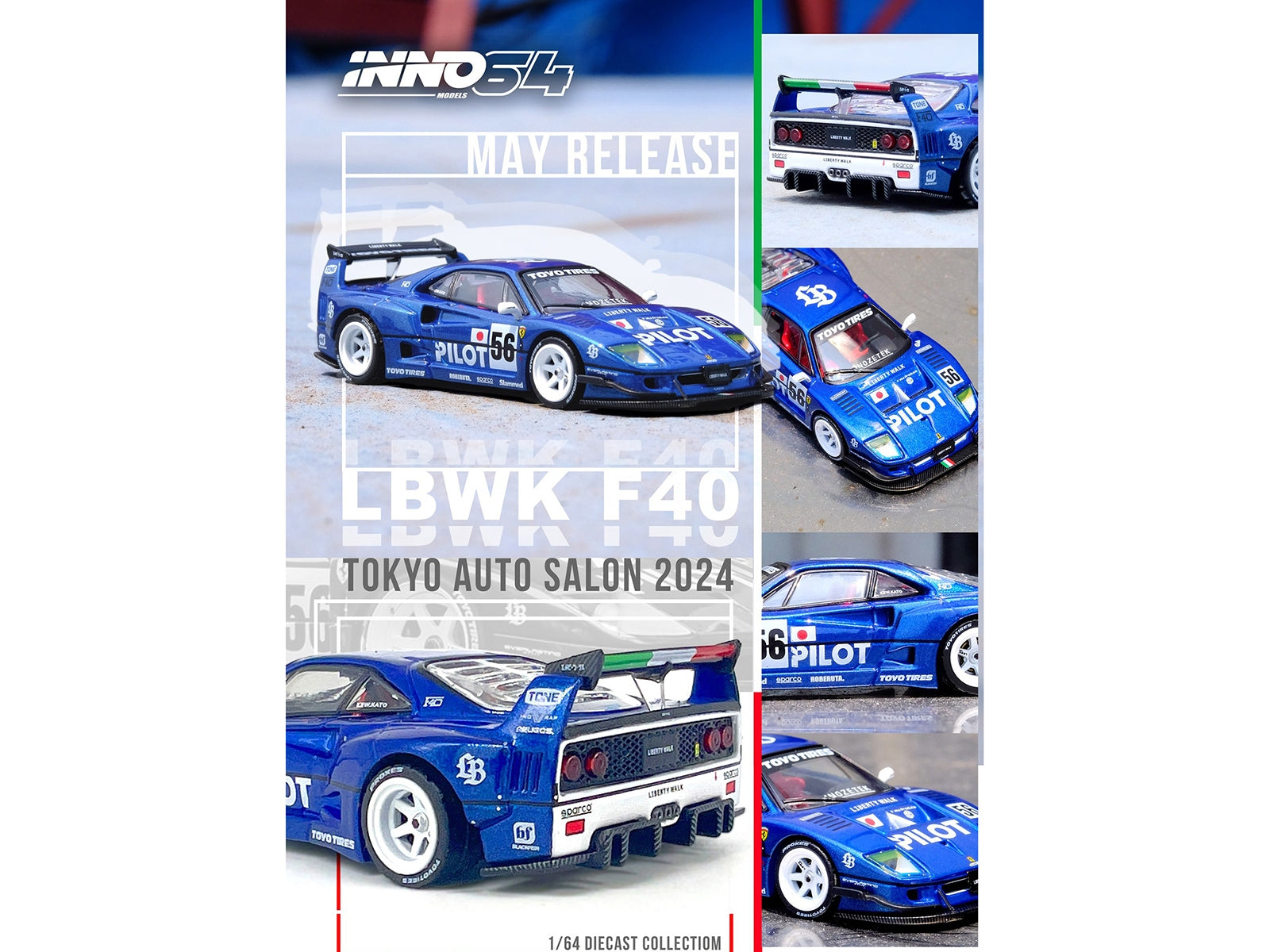 LBWK (Liberty Walk) F40 #56 Blue "Tokyo Auto Salon 2024" 1/64 - Premium Other from Inno Models - Just $47.99! Shop now at Rapidvehicles