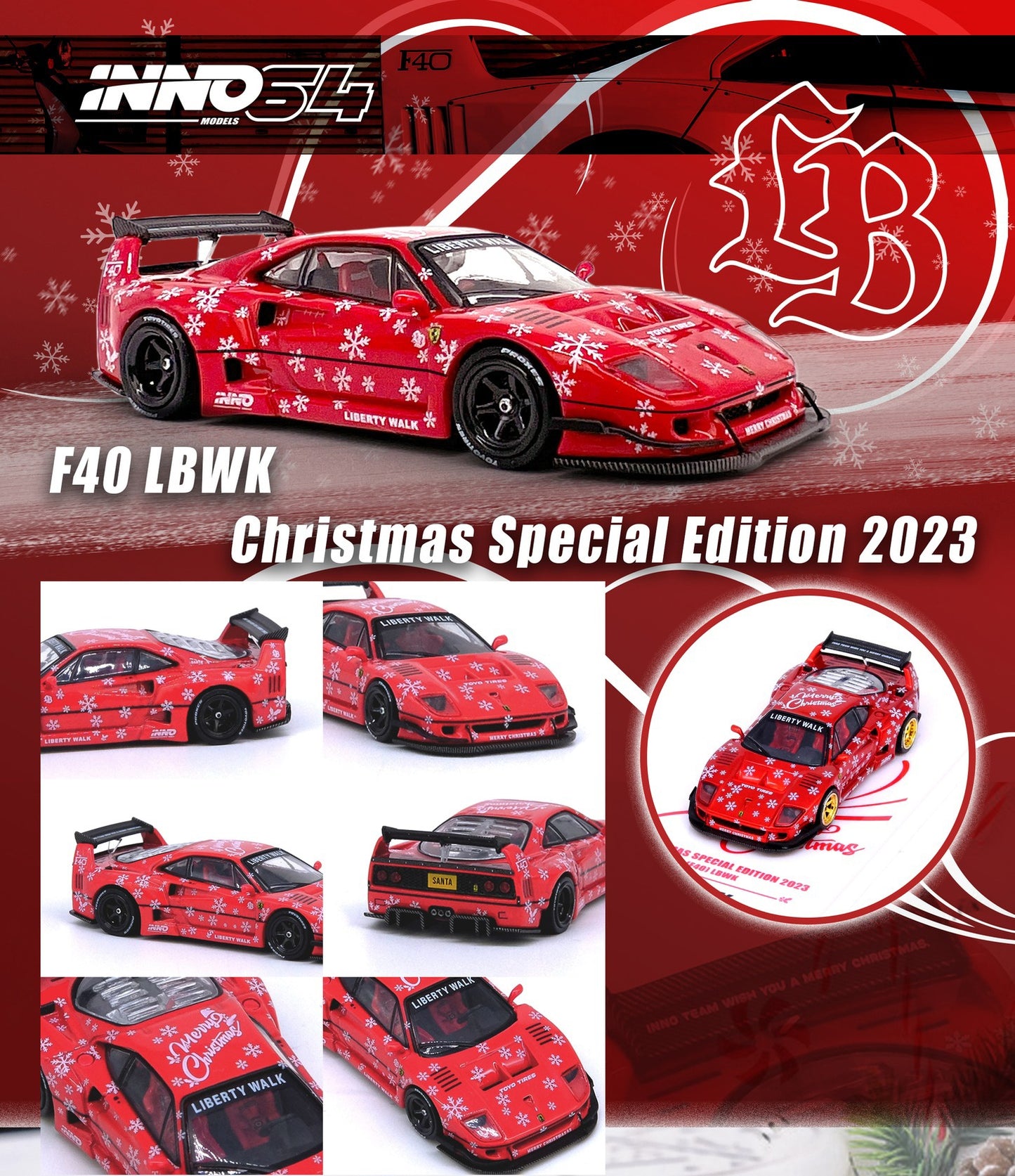 LBWK (Liberty Walk) F40 Red with Graphics "Christmas 2023 Special