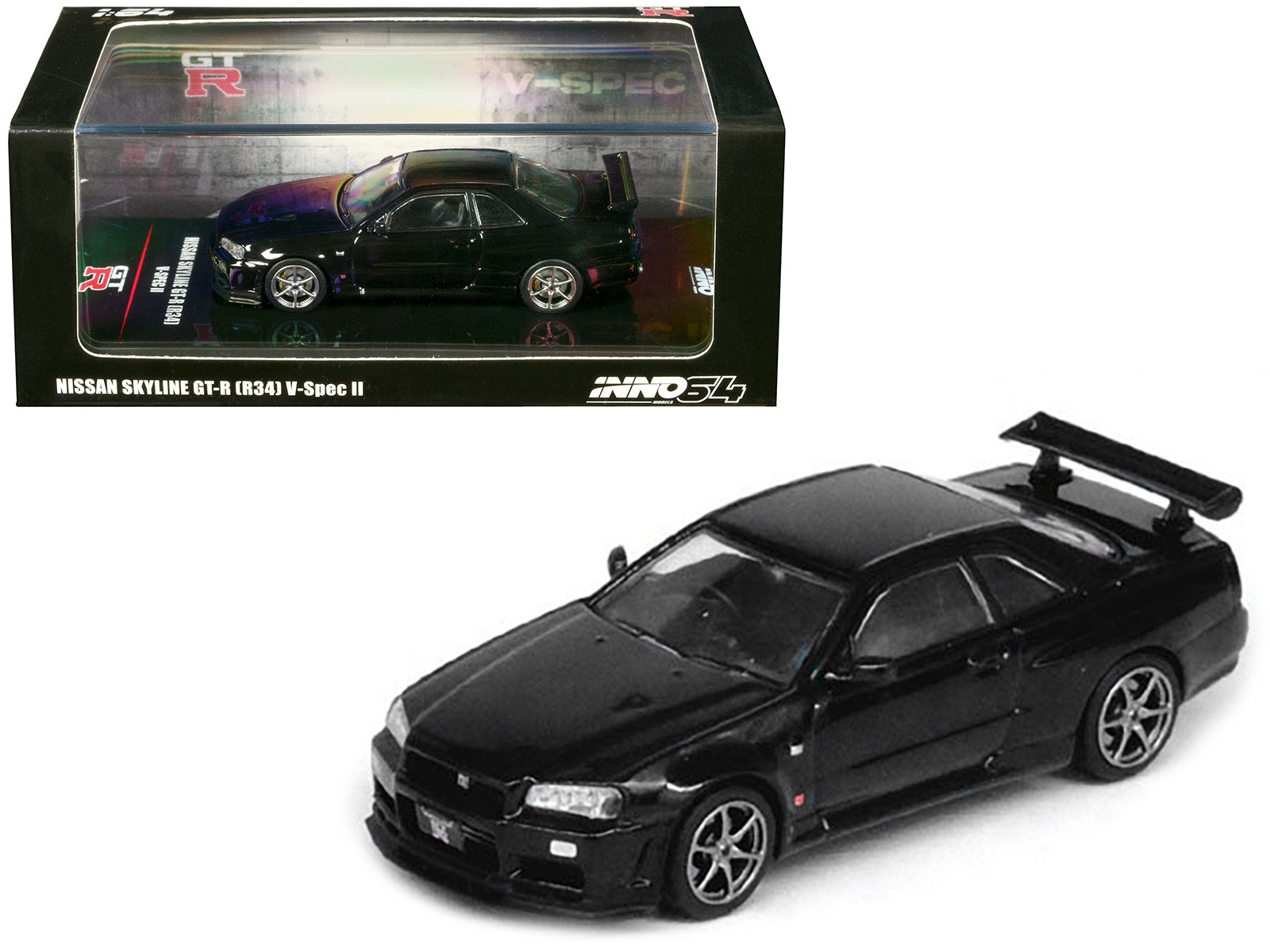 Nissan Skyline GT-R (R34) V-SPEC II RHD (Right Hand Drive) Black 1/64 Diecast Model Car by Inno Models - Premium Nissan Models from Inno Models - Just $33.99! Shop now at Rapidvehicles