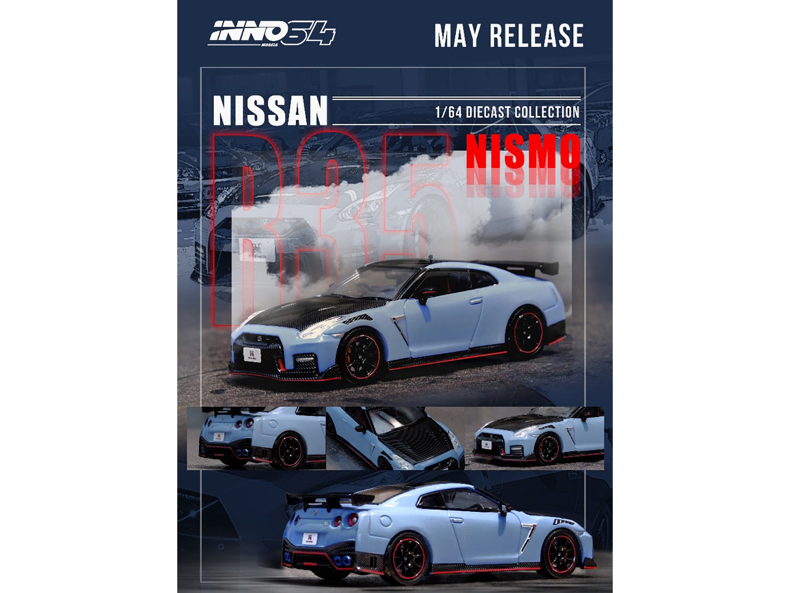 2022 Nissan GT-R (R35) Nismo Special Edition RHD (Right Hand Drive) Stealth Gray with Carbon Top and Hood 1/64 Diecast Model Car by Inno Models - Premium Nissan Models from Inno Models - Just $38.99! Shop now at Rapidvehicles