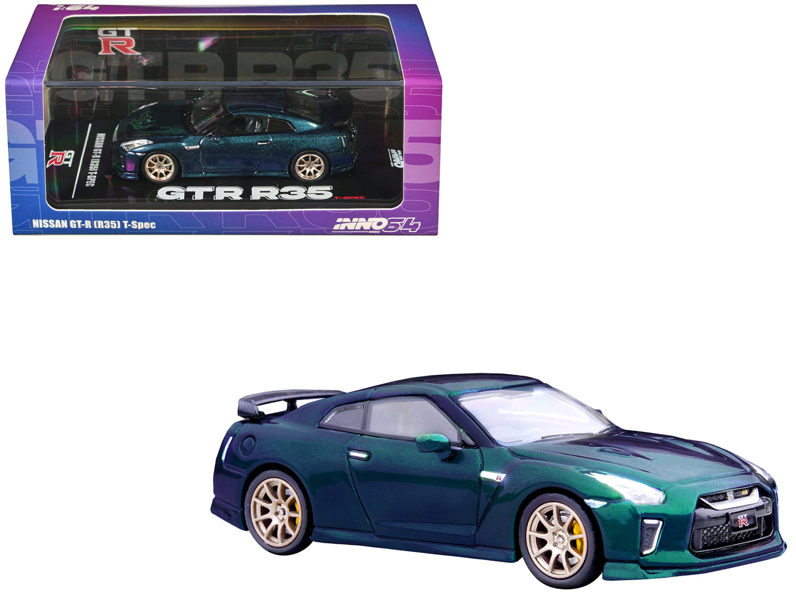 Nissan GT-R (R35) T-Spec RHD (Right Hand Drive) Midnight Purple Metallic 1/64 Diecast Model Car by Inno Models free shipping USA