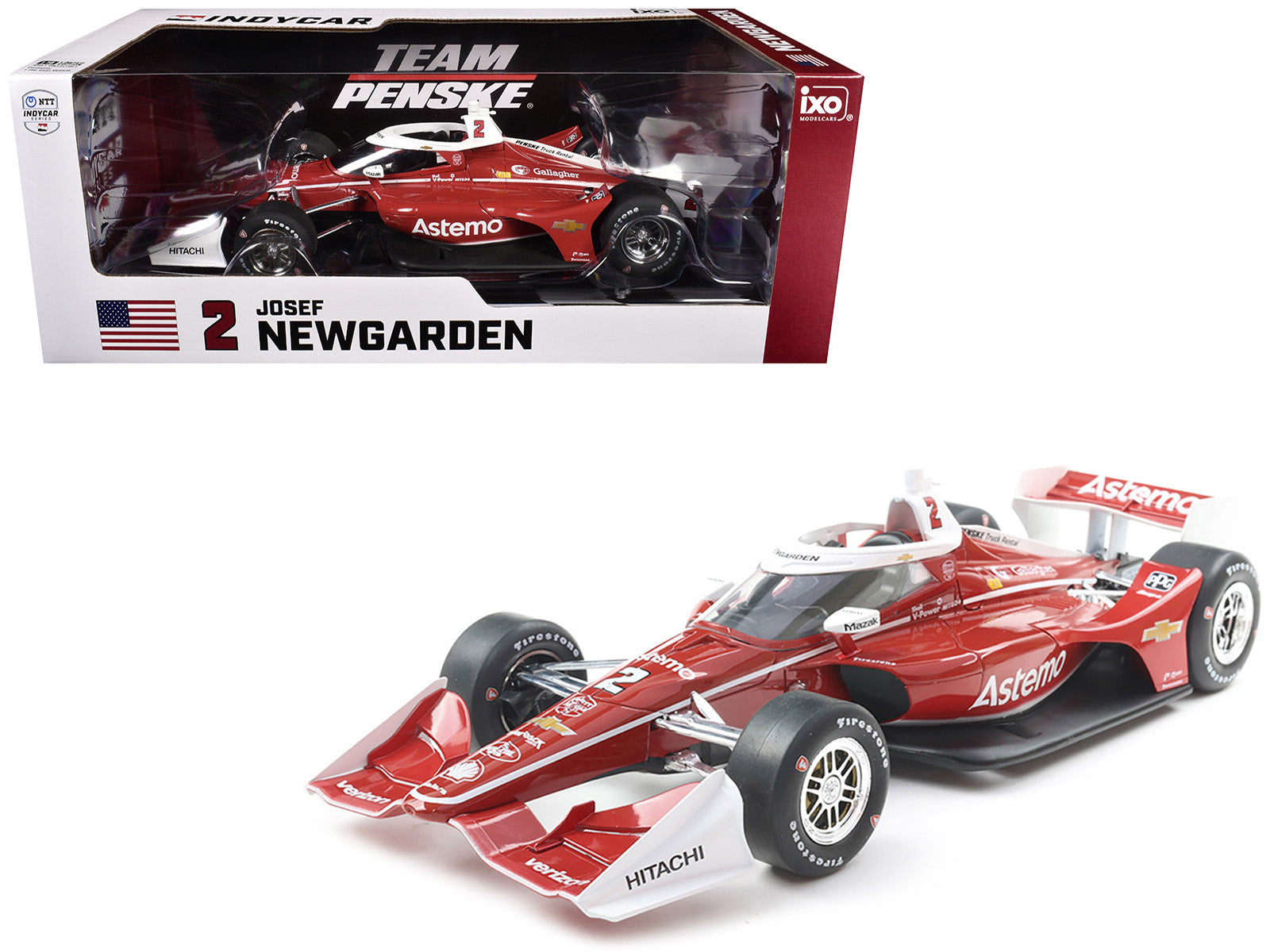 Dallara IndyCar #2 Josef Newgarden "Astemo" Team Penske (Road Course Configuration) "NTT IndyCar Series" (2025) 1/18 Diecast Model Car by IXO Models free shipping USA