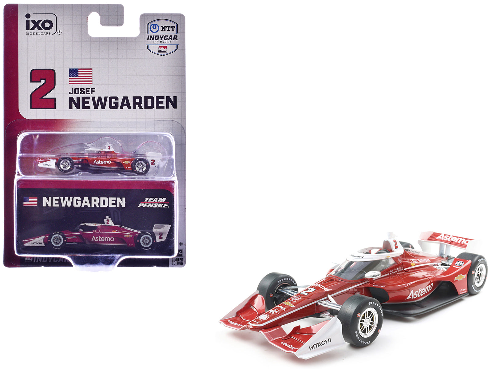 Dallara IndyCar #2 Josef Newgarden "Astemo" Team Penske (Road Course Configuration) "NTT IndyCar Series" (2025) 1/64 Diecast Model Car by IXO Models free shipping USA