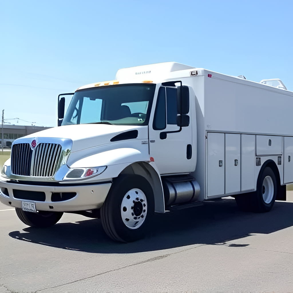 International 4200 Line Maintenance Service Truck White "Long - Premium International Models from New Ray - Just $51.29! Shop now at Rapidvehicles