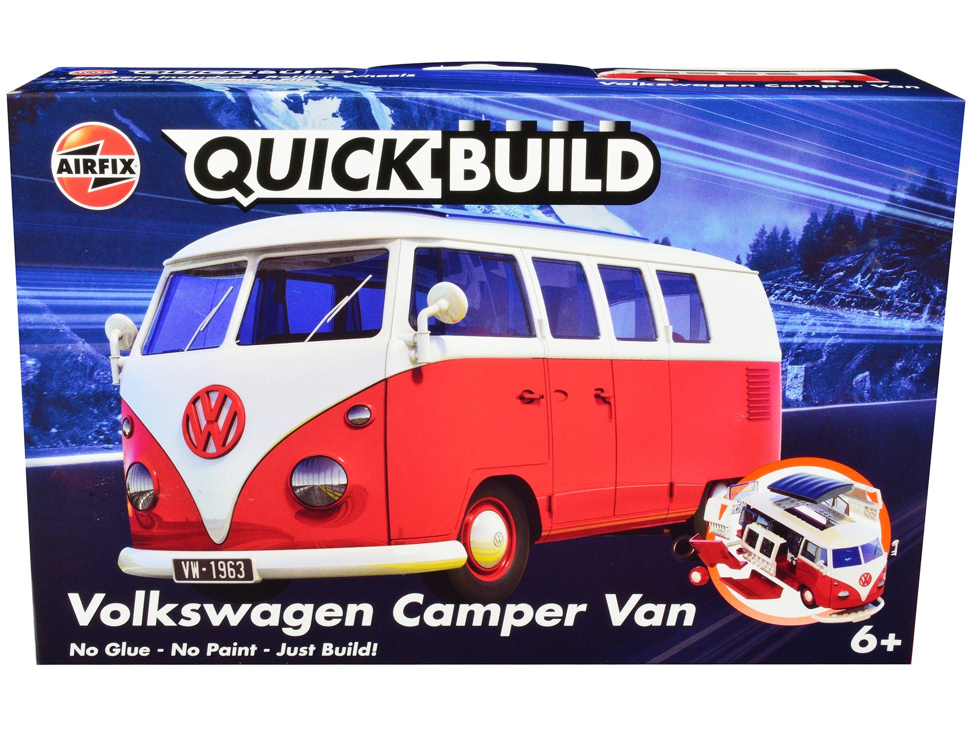 Skill 1 Model Kit Volkswagen Camper Van Red Snap Together Model by Airfix Quickbuild - Premium Model Kits(To Built) from Airfix Quickbuild - Just $53.13! Shop now at Rapidvehicles