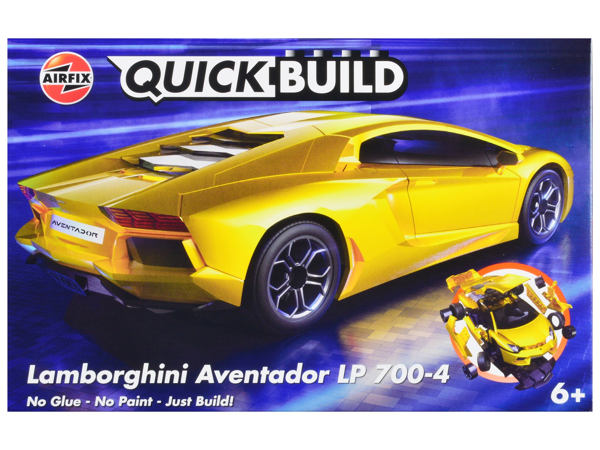 Skill 1 Model Kit Lamborghini Aventador LP 700-4 Yellow Snap Together Painted Plastic Model Car Kit by Airfix Quickbuild - Premium  from Airfix Quickbuild - Just $33.99! Shop now at Rapidvehicles