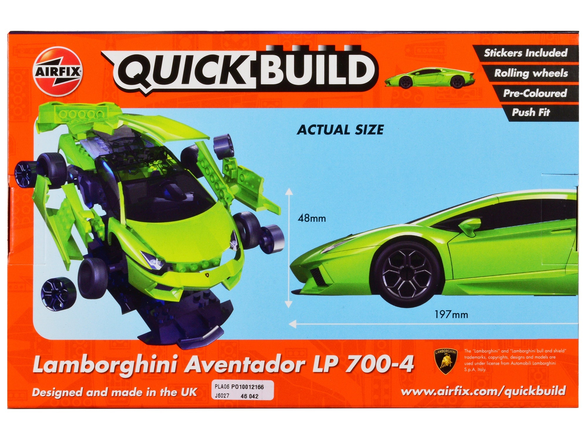 Skill 1 Model Kit Lamborghini Aventador LP 700-4 Green Snap Together Painted Plastic Model Car Kit by Airfix Quickbuild - Premium Lamborghini Models from Airfix Quickbuild - Just $29.99! Shop now at Rapidvehicles