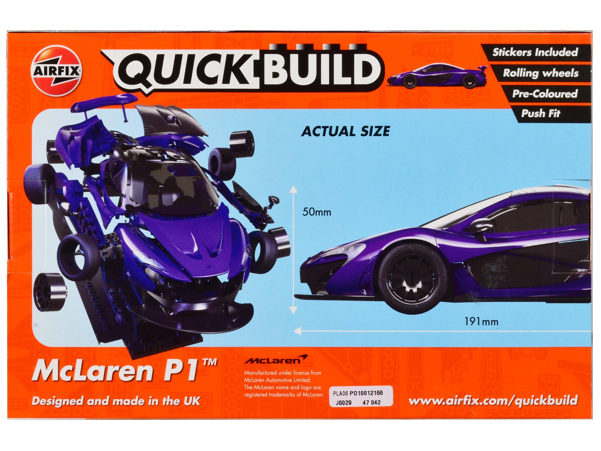 Skill 1 Model Kit McLaren P1 Purple Snap Together Painted Plastic - Premium McLaren Models from Airfix Quickbuild - Just $37.99! Shop now at Rapidvehicles