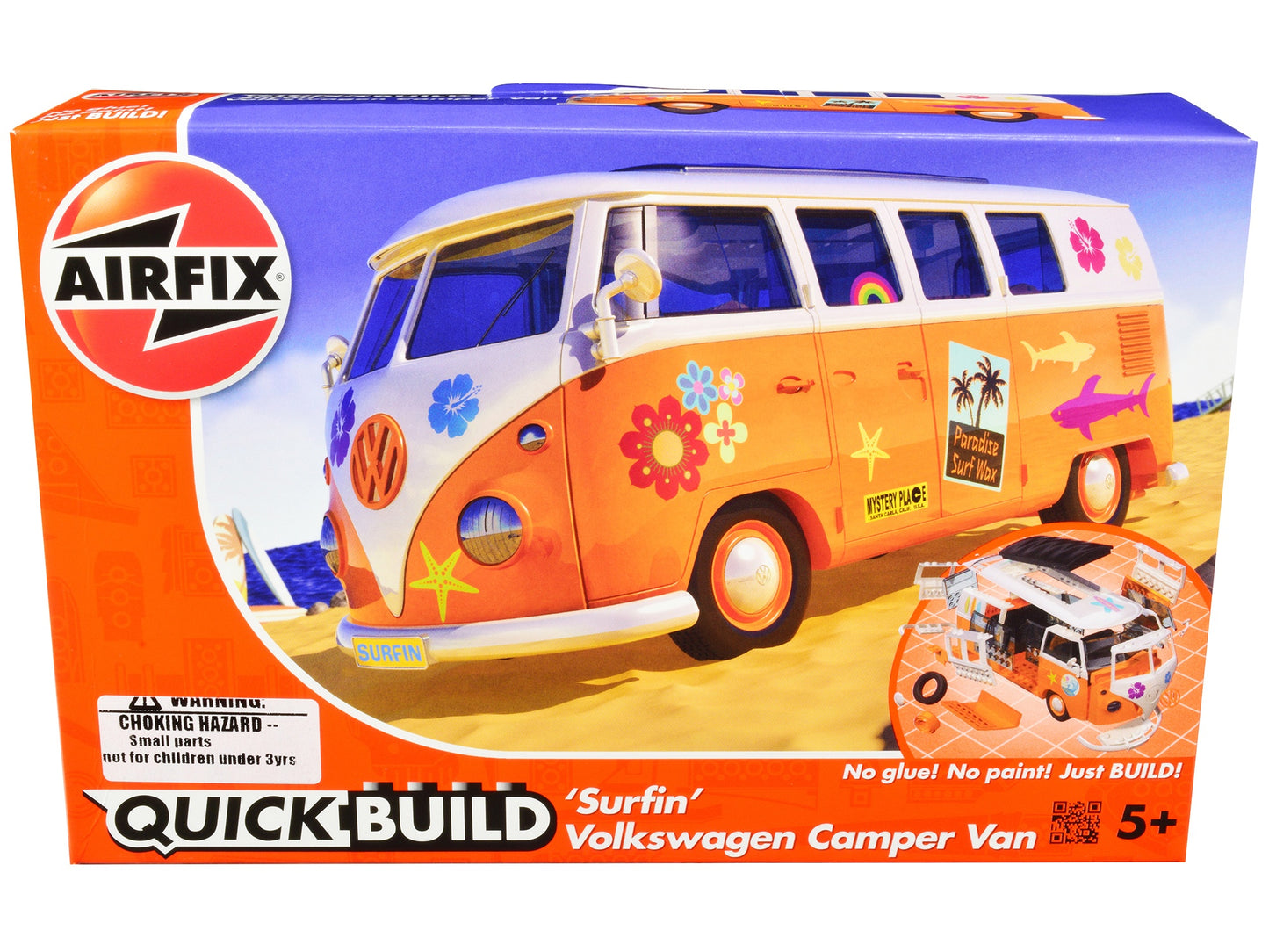 Skill 1 Model Kit Volkswagen Camper Van Surfin Snap Together