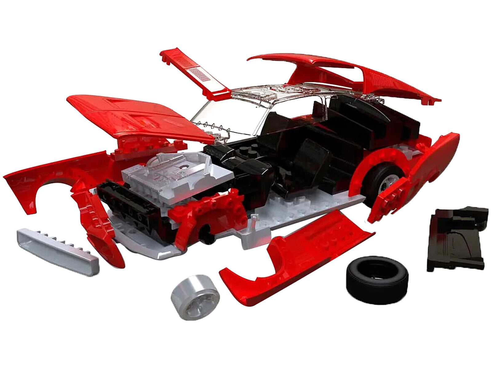 Skill 1 Model Kit 1968 Ford Mustang GT Red Snap Together Model by Airfix Quickbuild - Premium  from Airfix Quickbuild - Just $38.99! Shop now at Rapidvehicles