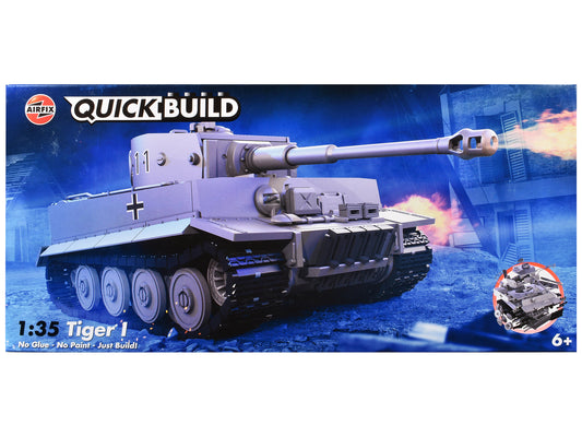 Skill 1 Model Kit Tiger I Tank "German Army" Snap Together Painted Plastic Model Tank Kit 1/35 Scale by Airfix Quickbuild free shipping USA