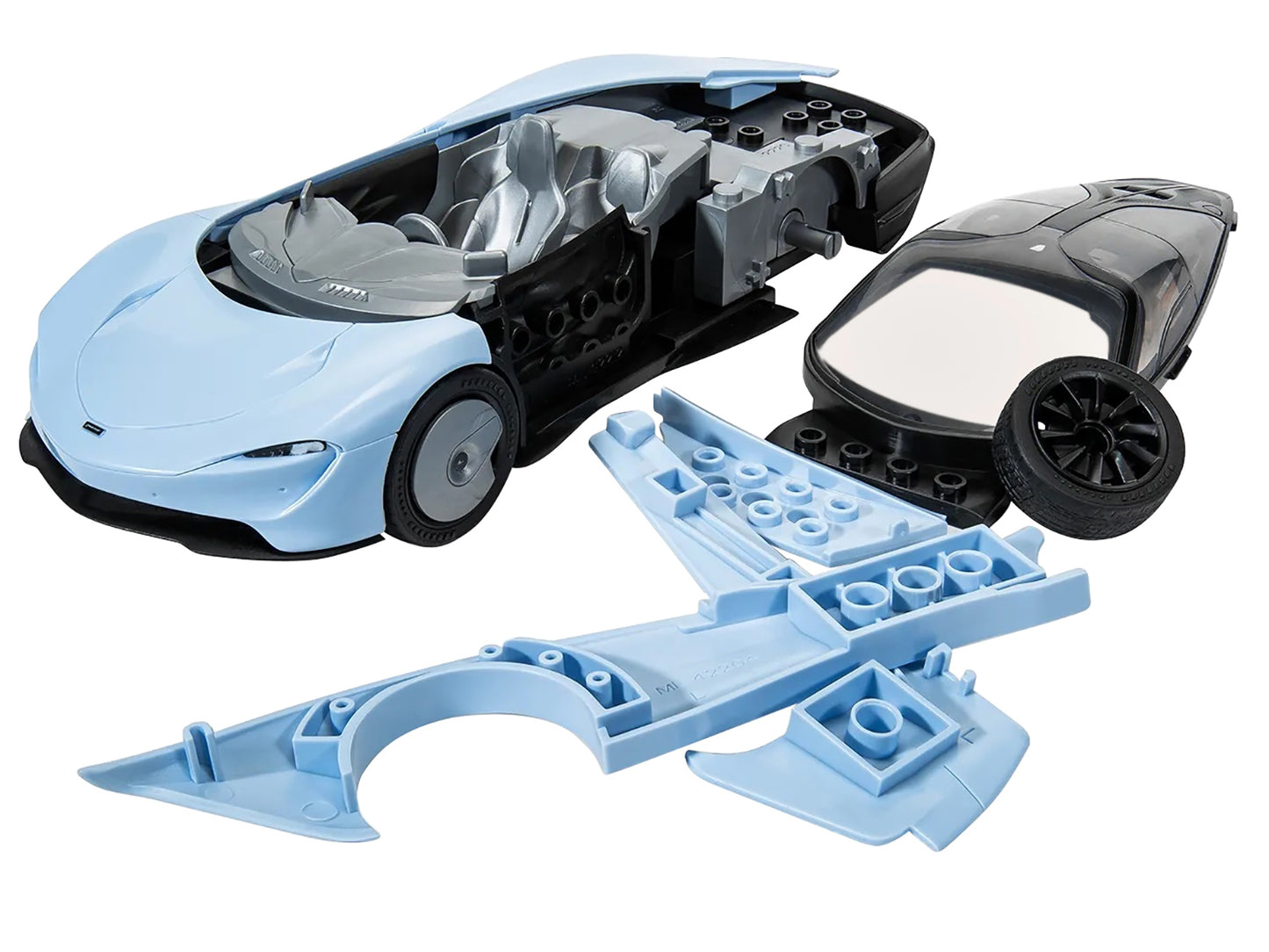 Skill 1 Model Kit McLaren Speedtail Light Blue with Black Top