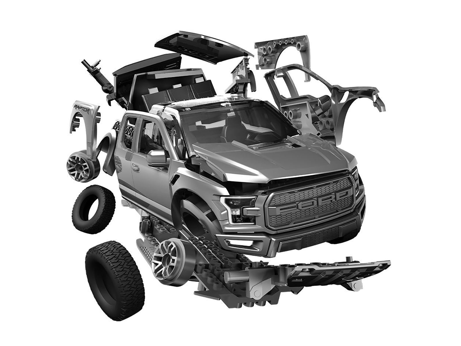 Skill 1 Model Kit Ford F-150 Raptor Pickup Truck Gray Snap Together Snap Together Painted Plastic Model Car Kit by Airfix Quickbuild - Premium Ford Models from Airfix Quickbuild - Just $55.56! Shop now at Rapidvehicles