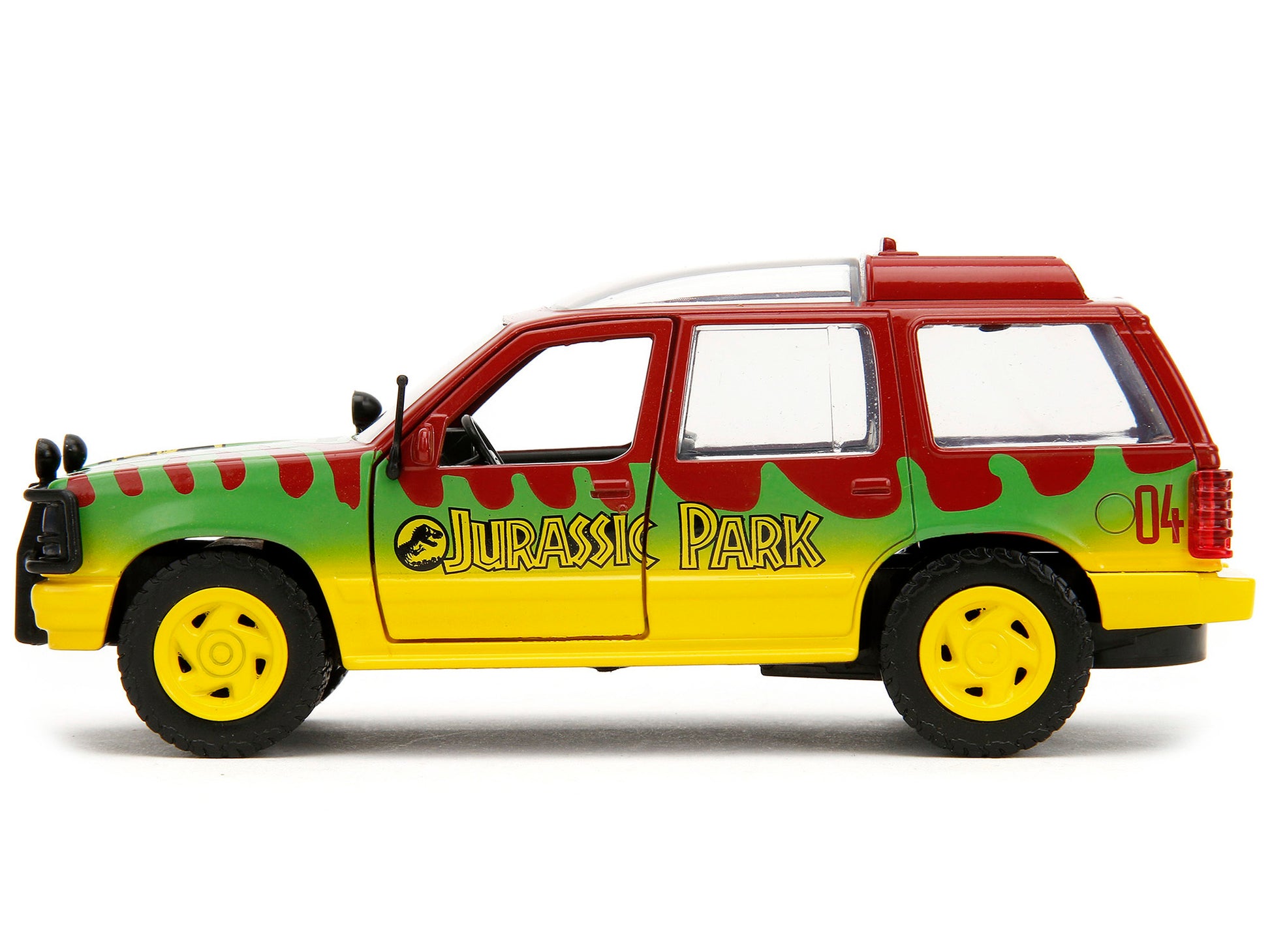 Ford Explorer Red and Yellow with Green Graphics "Jurassic Park" - Premium Movie/TV Series Models from Jada - Just $29.69! Shop now at Rapidvehicles