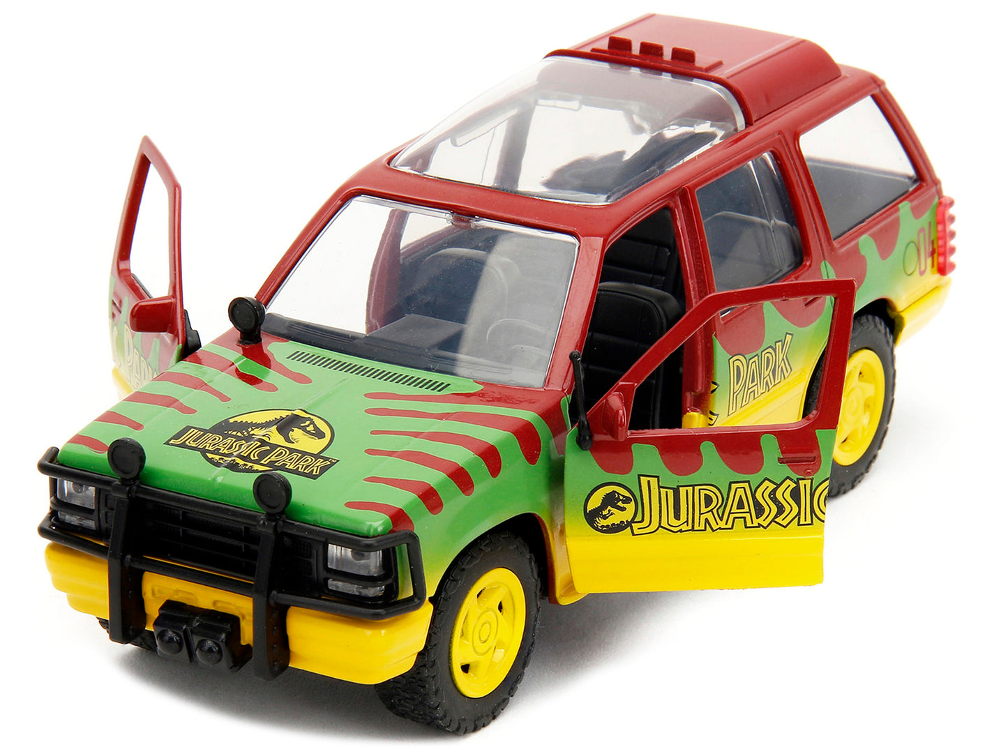 Ford Explorer Red and Yellow with Green Graphics "Jurassic Park" - Premium Movie/TV Series Models from Jada - Just $29.69! Shop now at Rapidvehicles