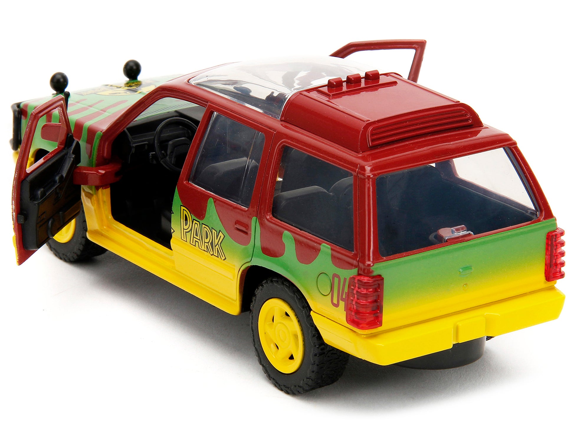 Ford Explorer Red and Yellow with Green Graphics "Jurassic Park" - Premium Movie/TV Series Models from Jada - Just $29.69! Shop now at Rapidvehicles