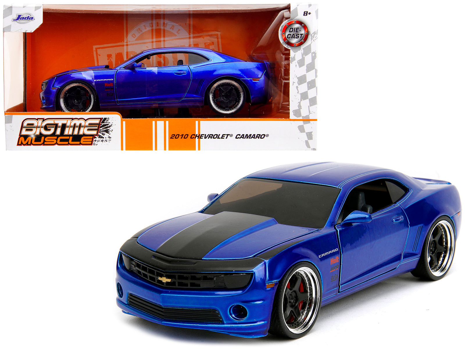 2010 Chevrolet Camaro Candy Blue with Black Hood "Bigtime Muscle" Series 1/24 Diecast Model Car by Jada free shipping USA