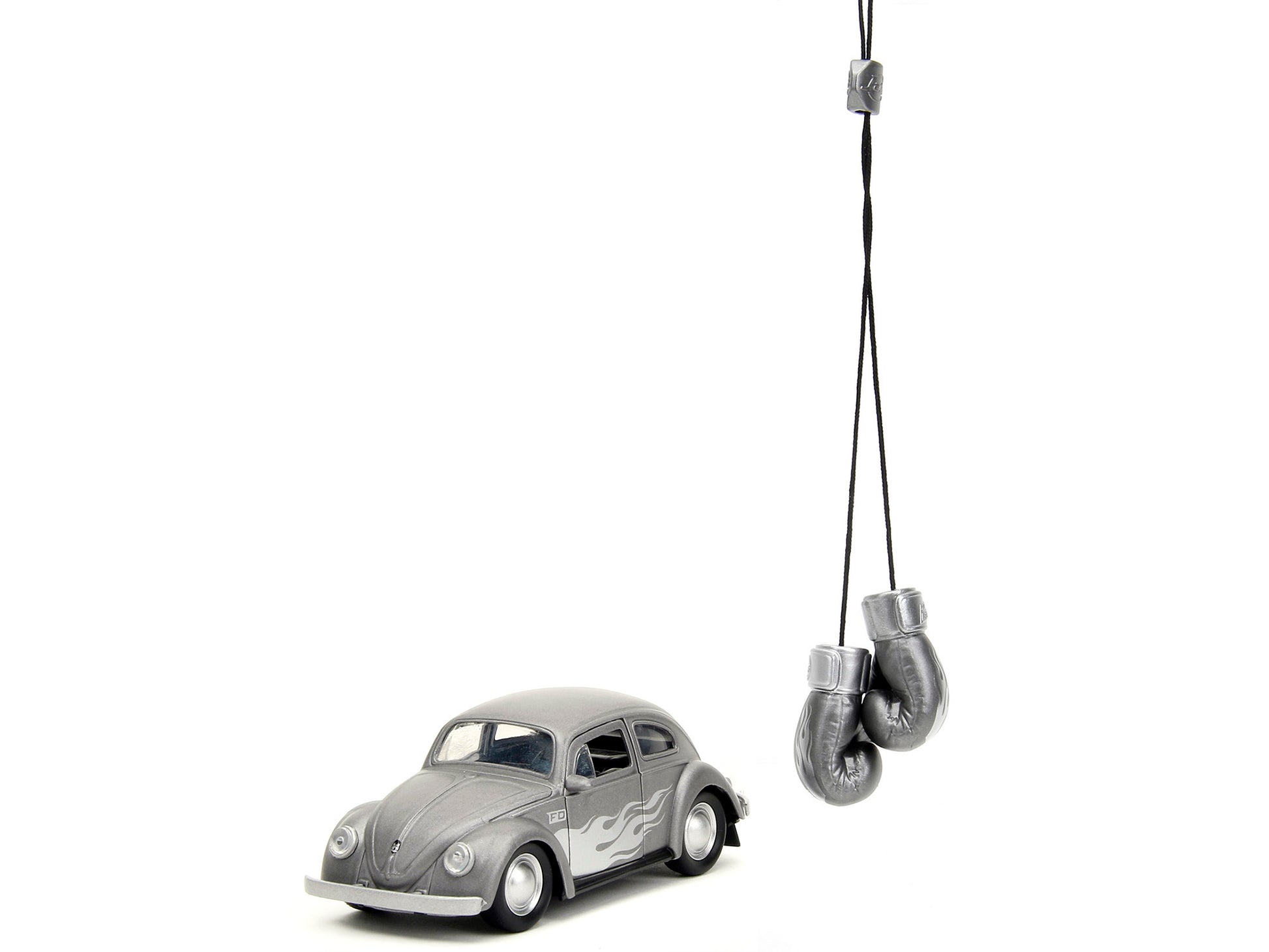 1959 Volkswagen Beetle Gray Metallic with Silver Flames and - Premium Volkswagen Models from Jada - Just $35.99! Shop now at Rapidvehicles