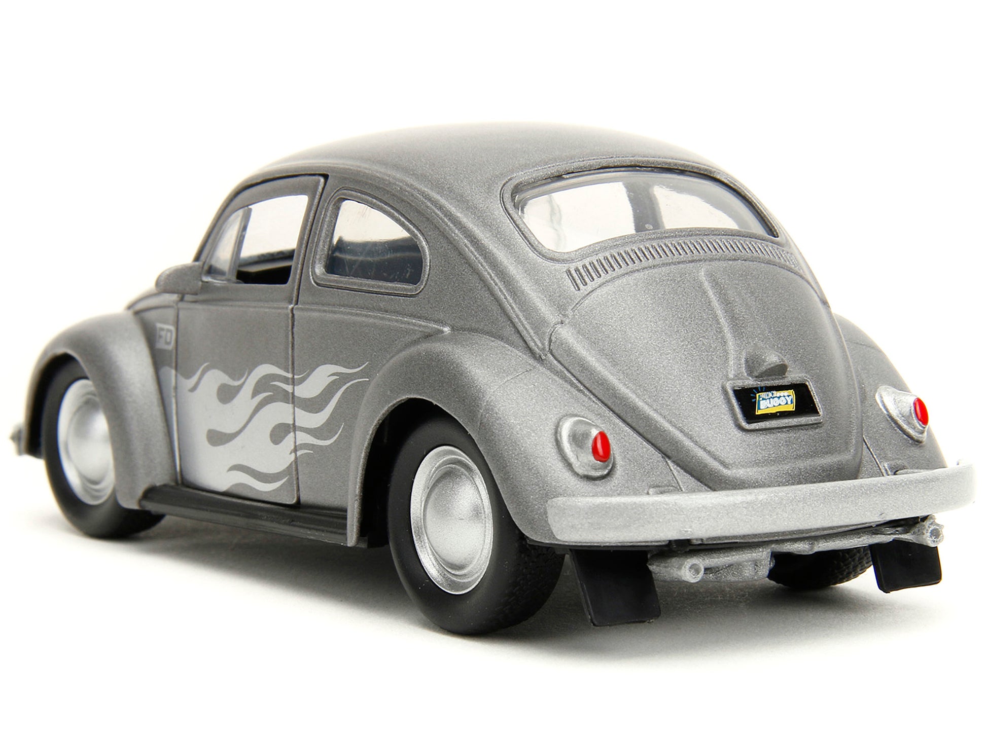 1959 Volkswagen Beetle Gray Metallic with Silver Flames and - Premium Volkswagen Models from Jada - Just $35.99! Shop now at Rapidvehicles