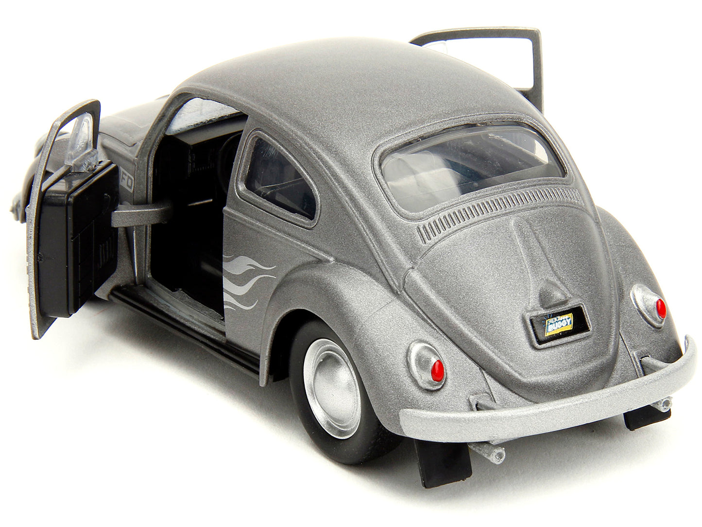 1959 Volkswagen Beetle Gray Metallic with Silver Flames and - Premium Volkswagen Models from Jada - Just $35.99! Shop now at Rapidvehicles