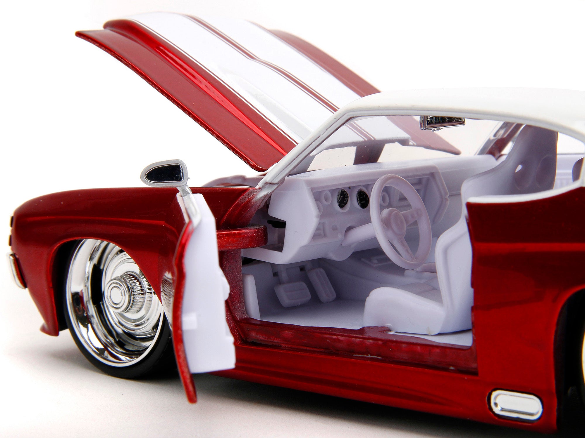 1971 Chevrolet Chevelle SS Candy Red with White Top White Stripes and White Interior "Bigtime Muscle" Series 1/24 Diecast Model Car by Jada - Premium Chevrolet Models from Jada - Just $53.95! Shop now at Rapidvehicles