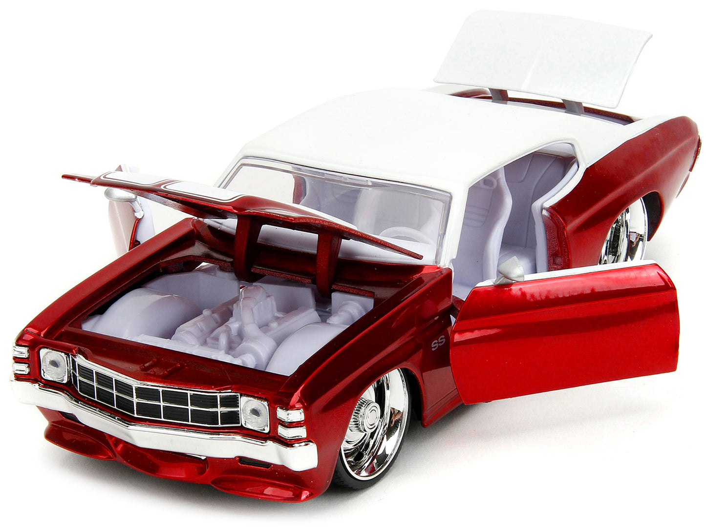 1971 Chevrolet Chevelle SS Candy Red with White Top White Stripes - Premium Chevrolet Models from Jada - Just $58.49! Shop now at Rapidvehicles