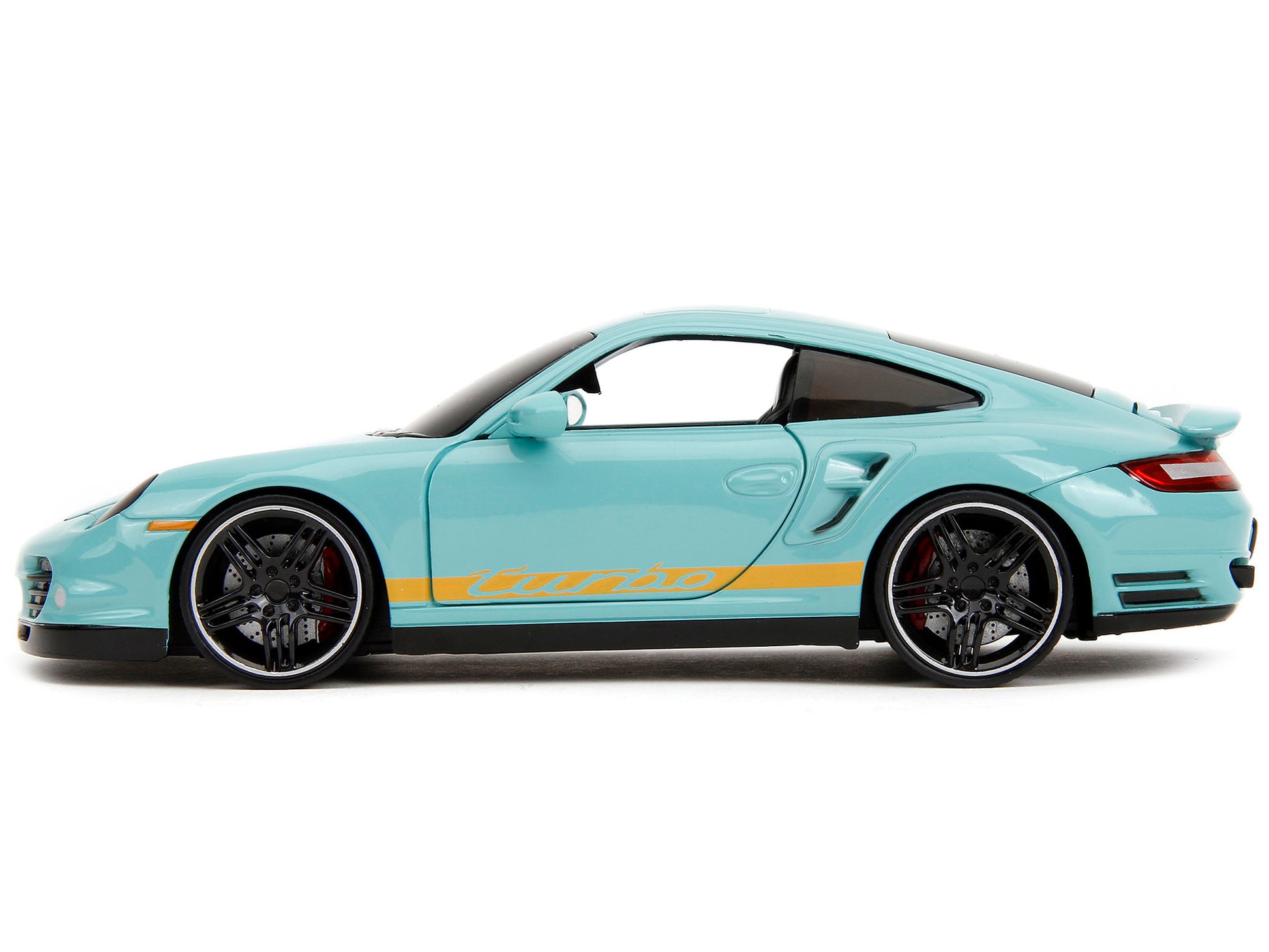 Porsche 911 Turbo (997) Light Blue with Yellow Stripes "Pink - Premium Porsche Models from Jada - Just $51.46! Shop now at Rapidvehicles