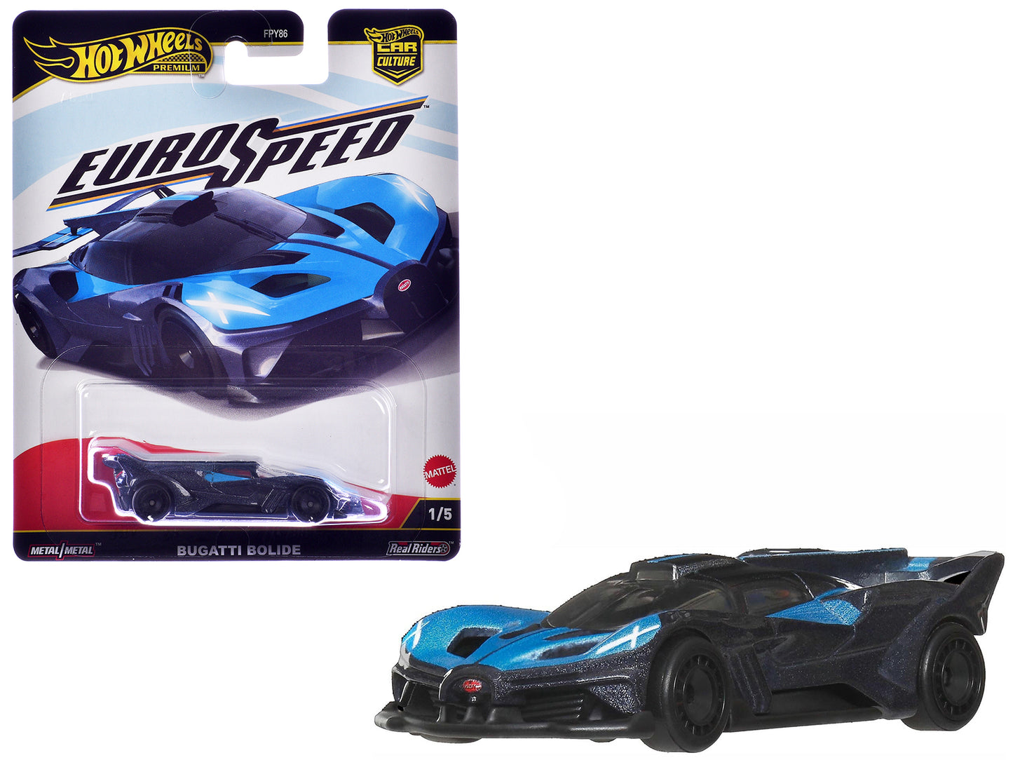 Bugatti Bolide Blue and Dark Blue Metallic "Euro Speed" Series Diecast Model Car by Hot Wheels - Use code SHOPAPP15 to get 15 percent off