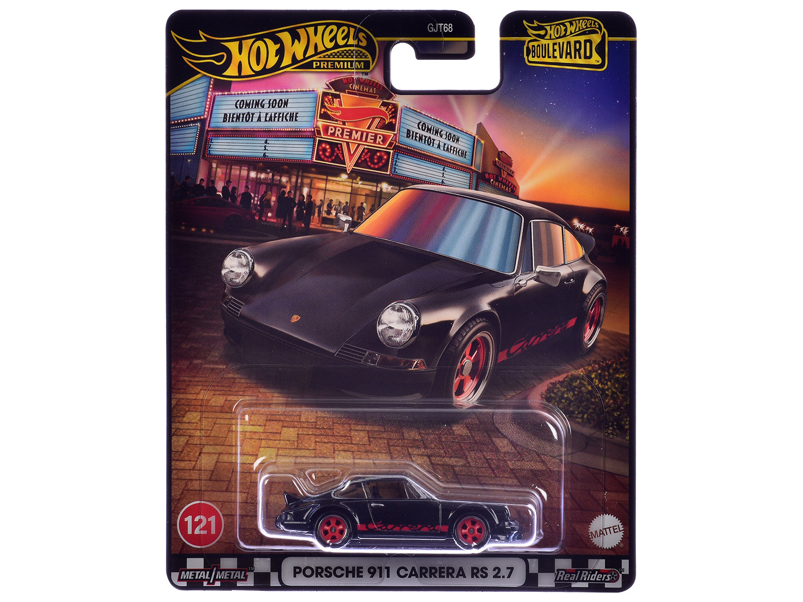 Porsche 911 Carrera RS 2.7 Black with Red Stripes "Boulevard" Series Diecast Model Car by Hot Wheels free shipping USA