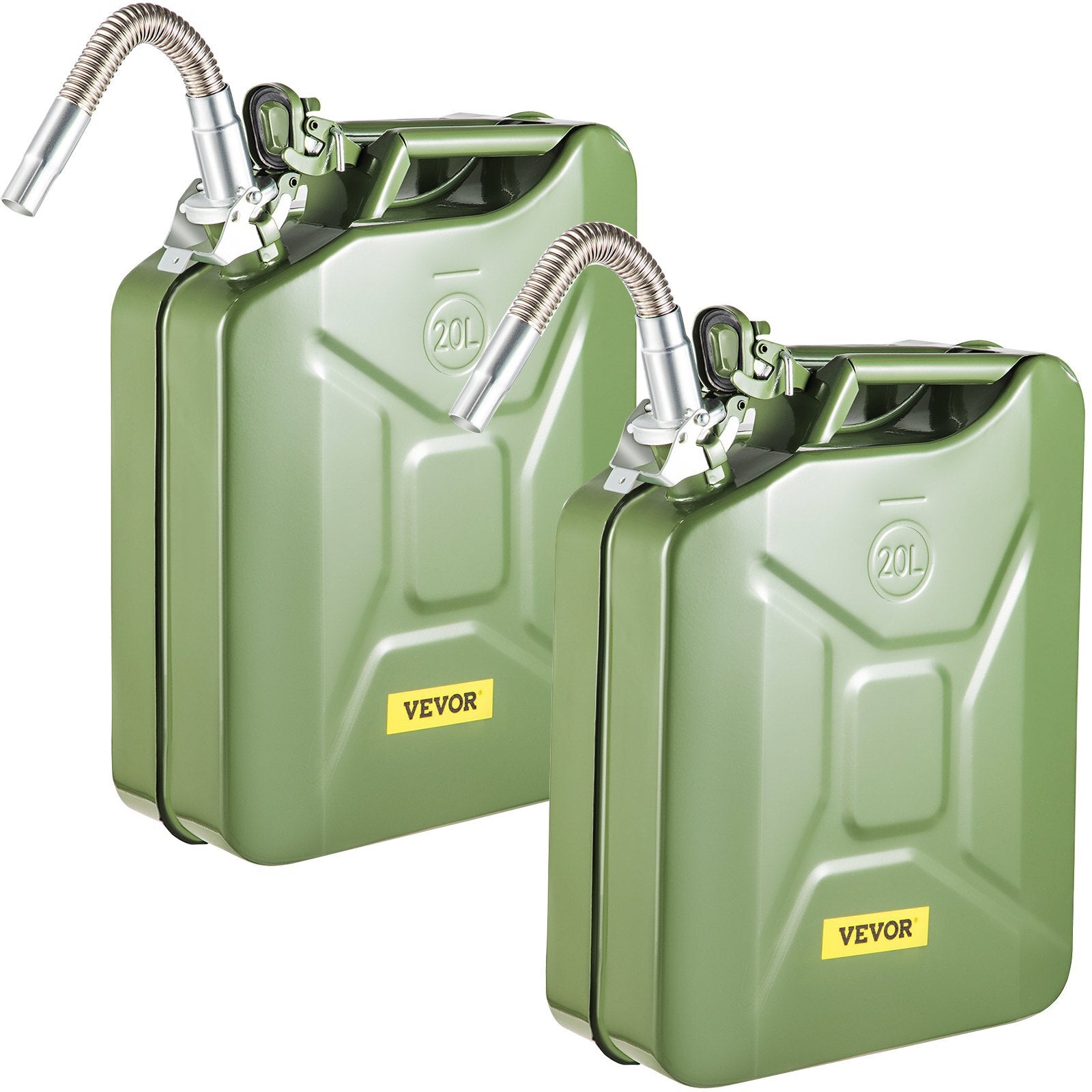 VEVOR Jerry Fuel Can, 5.3 Gallon / 20 L Portable Jerry Gas Can with Flexible Spout System, Rustproof & Heat-resistant Steel Fuel Tank for Cars Trucks Equipment, 2PCS Green - Premium Jerry Cans from VEVOR - Just $109.99! Shop now at Rapidvehicles