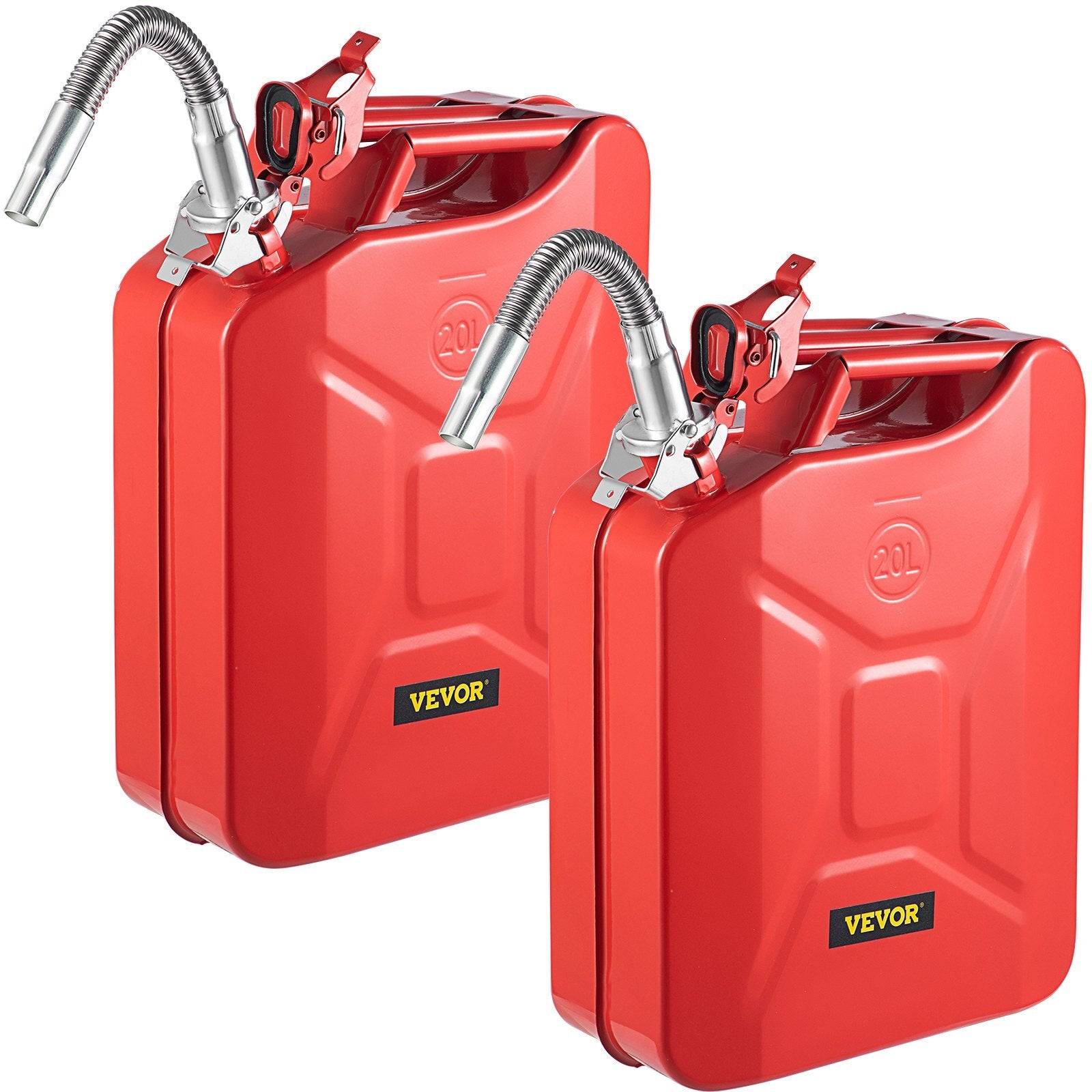 VEVOR Jerry Fuel Can, 5.3 Gallon / 20 L Portable Jerry Gas Can with Flexible Spout System, Rustproof & Heat-resistant Steel Fuel Tank for Cars Trucks Equipment, 2PCS Red - Premium Jerry Cans from VEVOR - Just $109.99! Shop now at Rapidvehicles