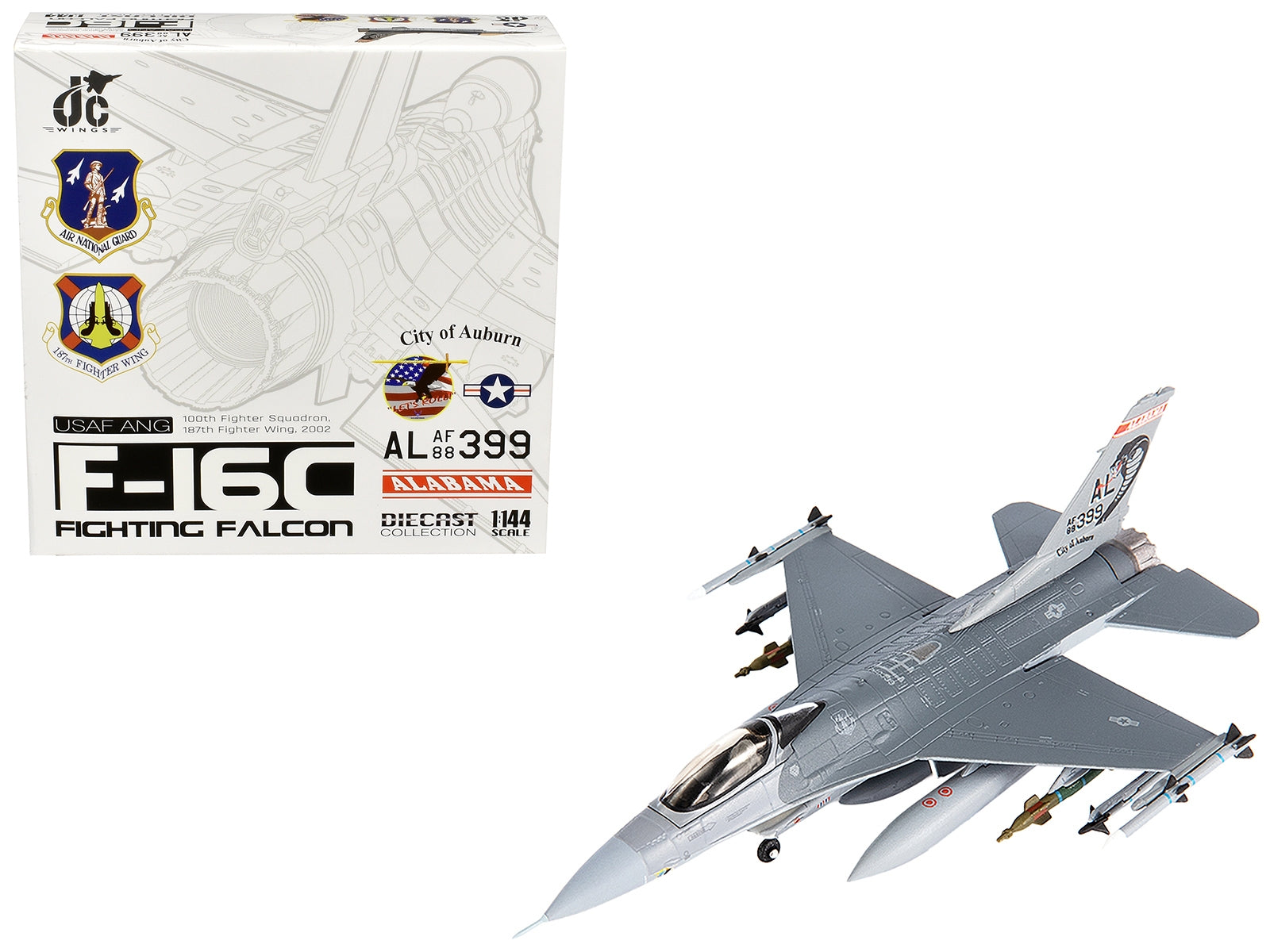 Lockheed F-16C Fighting Falcon Fighter Aircraft "100th Fighter Squadron 187th Fighter Wing Alabama Air National Guard" (2002) United States Air Force 1/144 Diecast Model by JC Wings - Premium Aircrafts and War Planes from JC Wings - Just $85.99! Shop now at Rapidvehicles