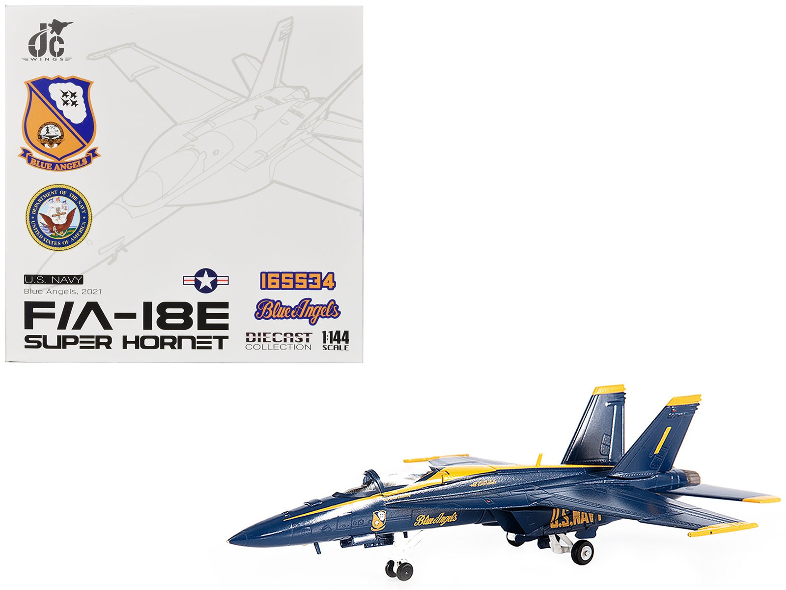 Boeing F/A-18E Super Hornet Fighter Aircraft "Blue Angels #1" (2021) United States Navy 1/144 Diecast Model by JC Wings - Premium Boeing from JC Wings - Just $84.99! Shop now at Rapidvehicles