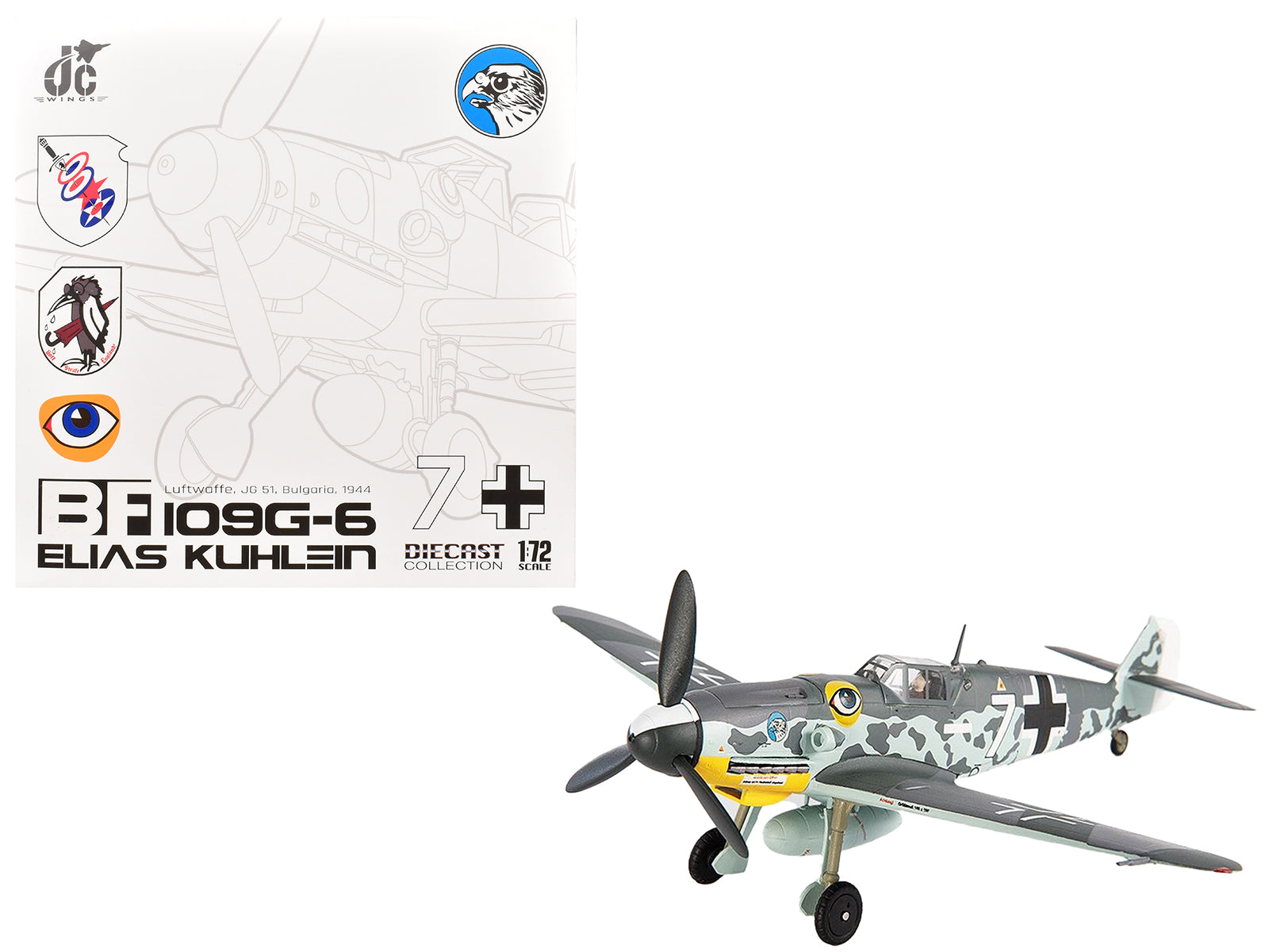 Messerschmitt BF 109G-6 Fighter Aircraft "JG 51 Bulgaria" (1944) German Luftwaffe 1/72 Die Cast Model by JC Wings free shipping USA