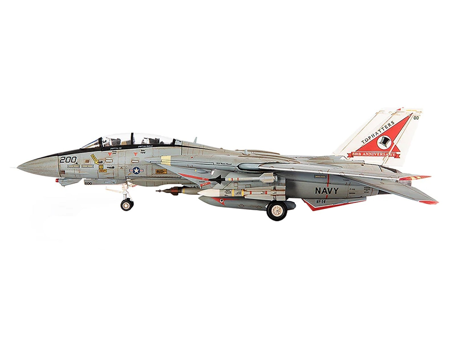 Grumman F-14A Tomcat Fighter Aircraft "VF-14 Tophatters USS Theodore Roosevelt 80th Anniversary Edition" (1999) United States Navy 1/72 Diecast Model by JC Wings - Premium Grumman from JC Wings - Just $170.99! Shop now at Rapidvehicles