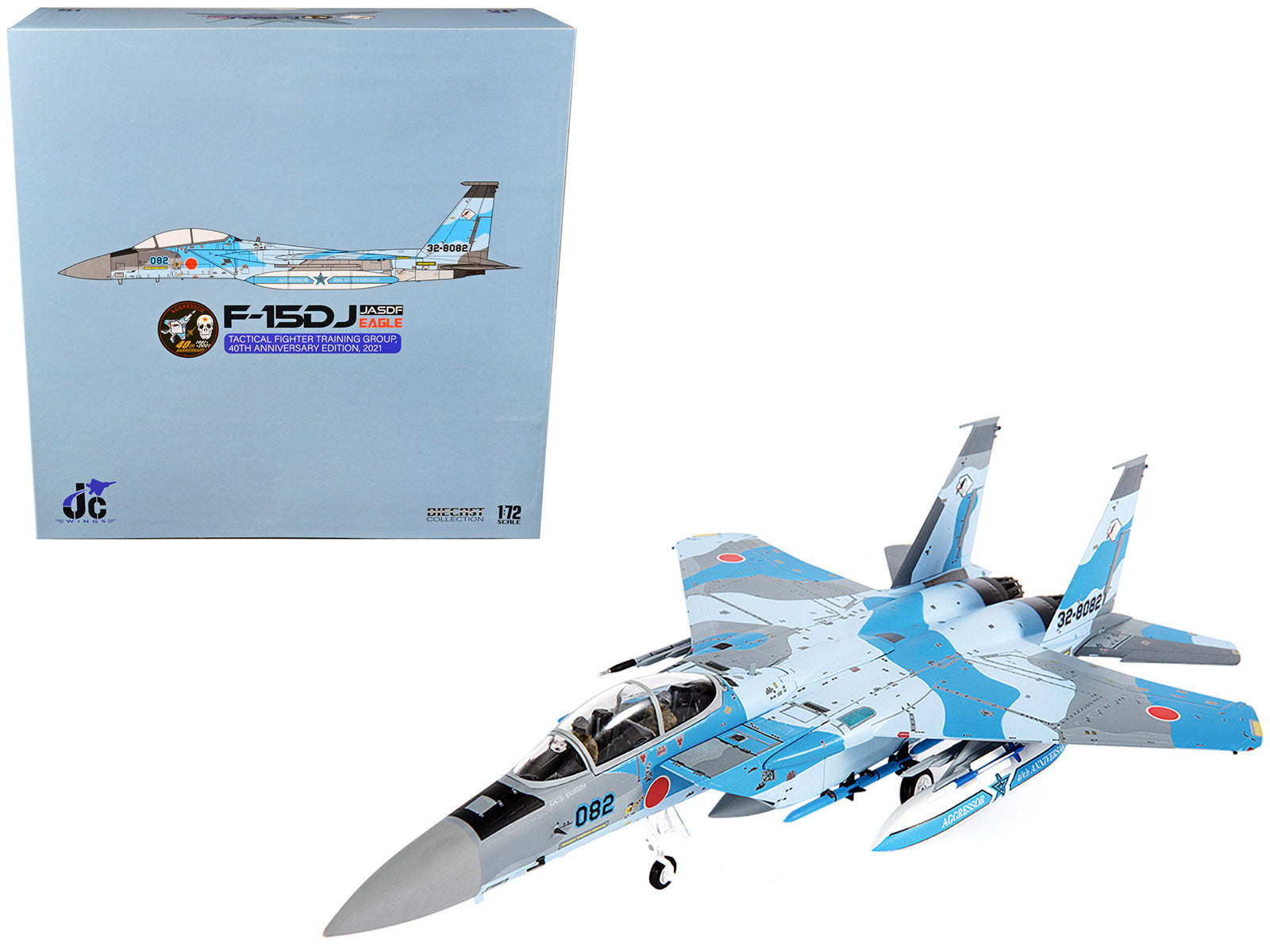 Mitsubishi F-15DJ Eagle Fighter Plane "JASDF (Japan Air Self-Defense Force) Tactical Fighter Training Group 40th Anniversary Edition" (2021) 1/72 Diecast Model by JC Wings free shipping USA
