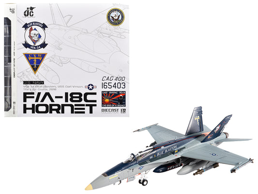 McDonnell Douglas F/A-18C Hornet Aircraft "VFA-34 Blue Blasters USS Carl Vinson Last Cruise" (2018) United States Navy 1/72 Diecast Model by JC Wings free shipping USA
